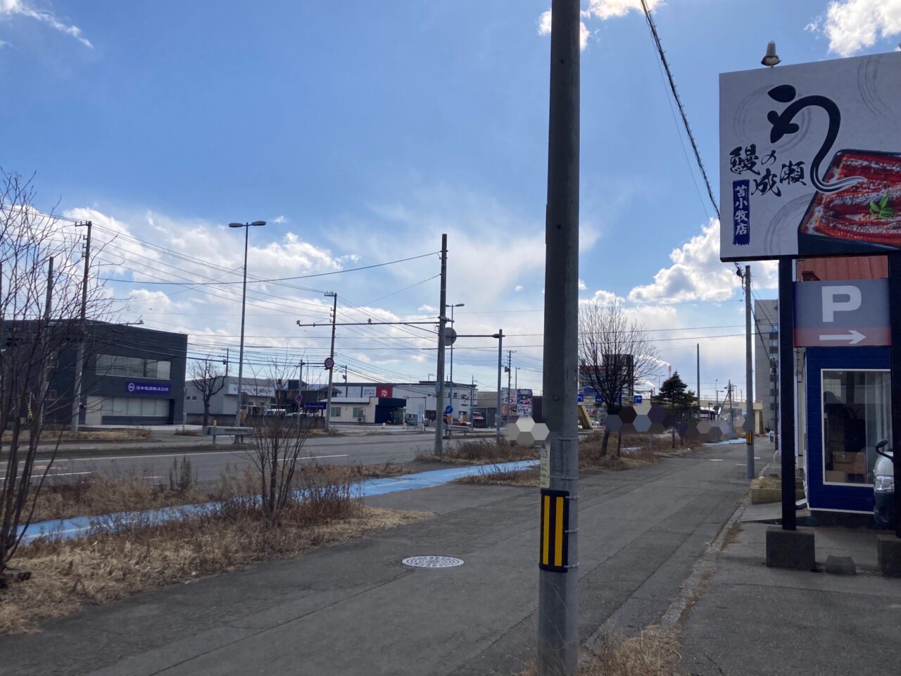 鰻の成瀬前の道路（白老方向）